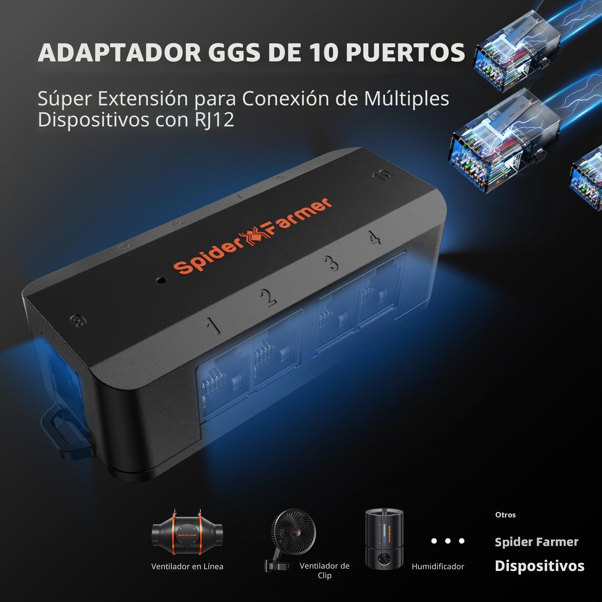 Conjuntos de controlador Spider Farmer GGS, controlador ambiental inteligente, sensor de temperatura, humedad, luz y adaptador, ideal para sistema de ciclo de cultivo en interiores y gestión