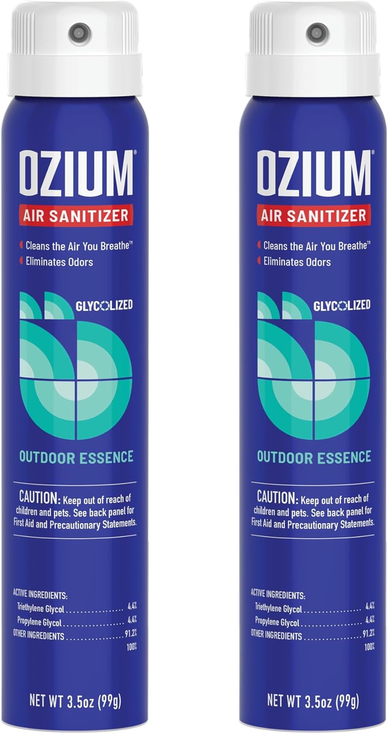 Product image of Ozium 3.5 Oz. Air Sanitizer & Odor Eliminator for Homes, Cars, Offices and More, Outdoor Essence Scent, 2 Pack