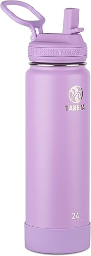 Miniatura 15 de Takeya Actives - Botella de agua de acero inoxidable con aislamiento y tapa con boquilla, capacidad de 22 oz, color rubor Rosa (Blush),Lila,Confeti