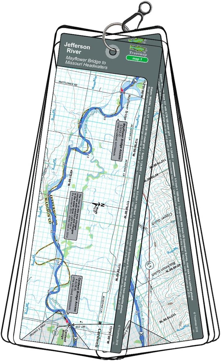 Jefferson River Fishing Access Map Troutmap Jefferson River Map Set - Montana, Mayflower Bridge To Missouri  Headwaters : Sports & Outdoors