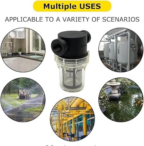 Miniatura 4 de SEAFLO Colador hembra NPT en línea de 12 pulgada con pantalla de filtro de acero inoxidable de malla 100 - Recipiente transparente para una fácil