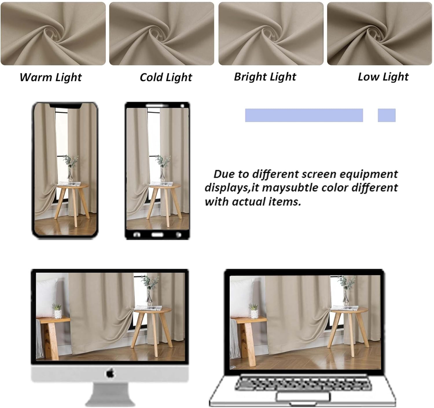 Simplebrand Biscotti Beige Blackout Curtains for Bedroom 102 Inches Long 2 Panels, Solid Thermal Insulated, Energy Saving Living Room Window Treatment Curtains Blackout Drapes, W50 x L102 Inch