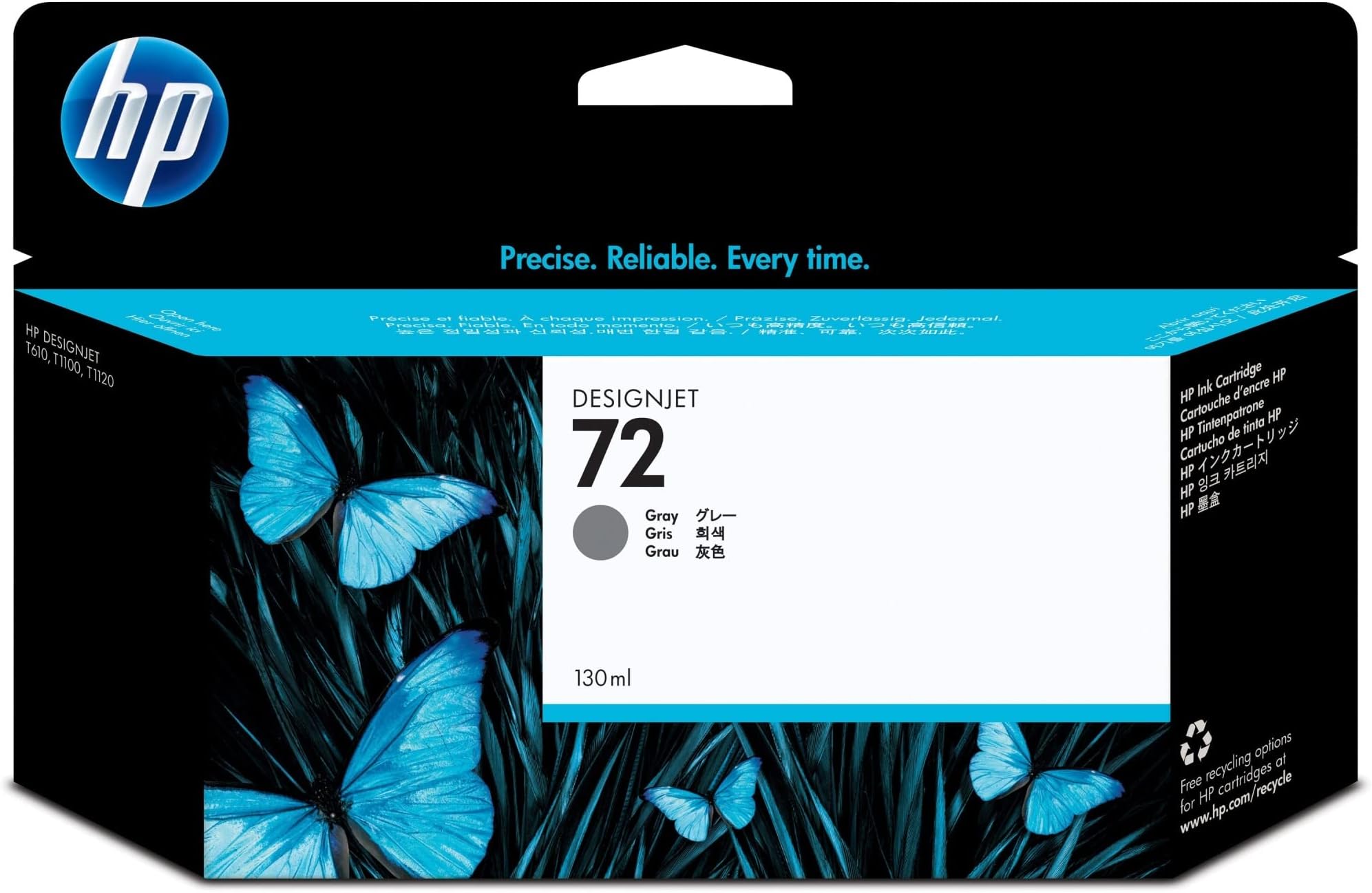 HP 72 C9374A Grey 130-ml Genuine HP DesignJet Ink Cartridge with HP Ink, for T2300 eMFP, T1300, T1200, T1120, T1100, T1100 MFP, T795, T790, T770, T620, T610 & T600 Large Format Plotter Printers