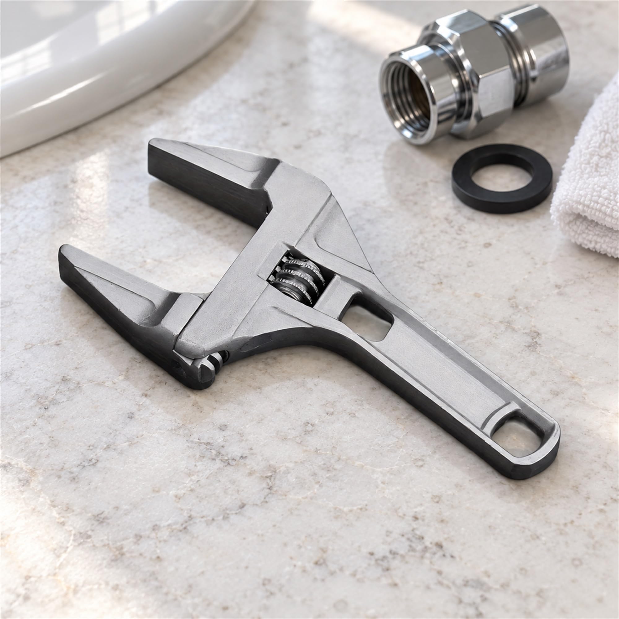 Aluminum Alloy Adjustable Wide-Jaw Wrench, Fastener Gripping Tool for Plumbing Tasks and Household Maintenance