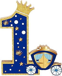 Prince Number 1 Wooden Sign Royal 1st birthday Table Centerpiece Prince First Birthday Party Decorations for Baby Boy Girl 1st Birthday Baby Shower Decor Supplies