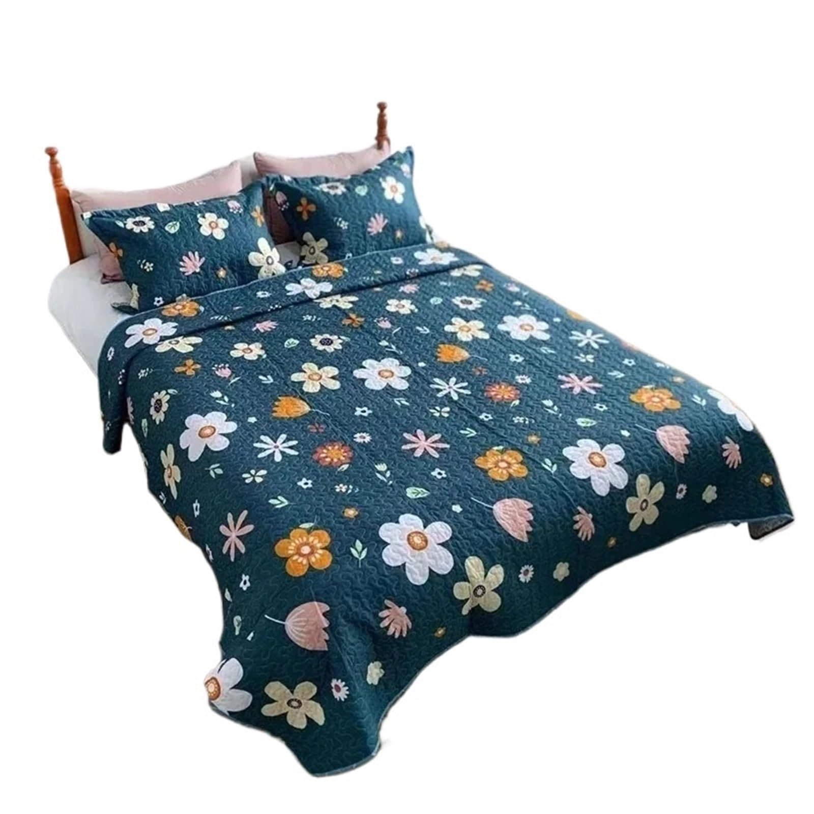 DAJGRHE Bedspread 1PC Washed Cotton Bed Cover Summer Quilt Twin Queen Coverlet Blanket No Pillowcase(Color 08,220x240cm)