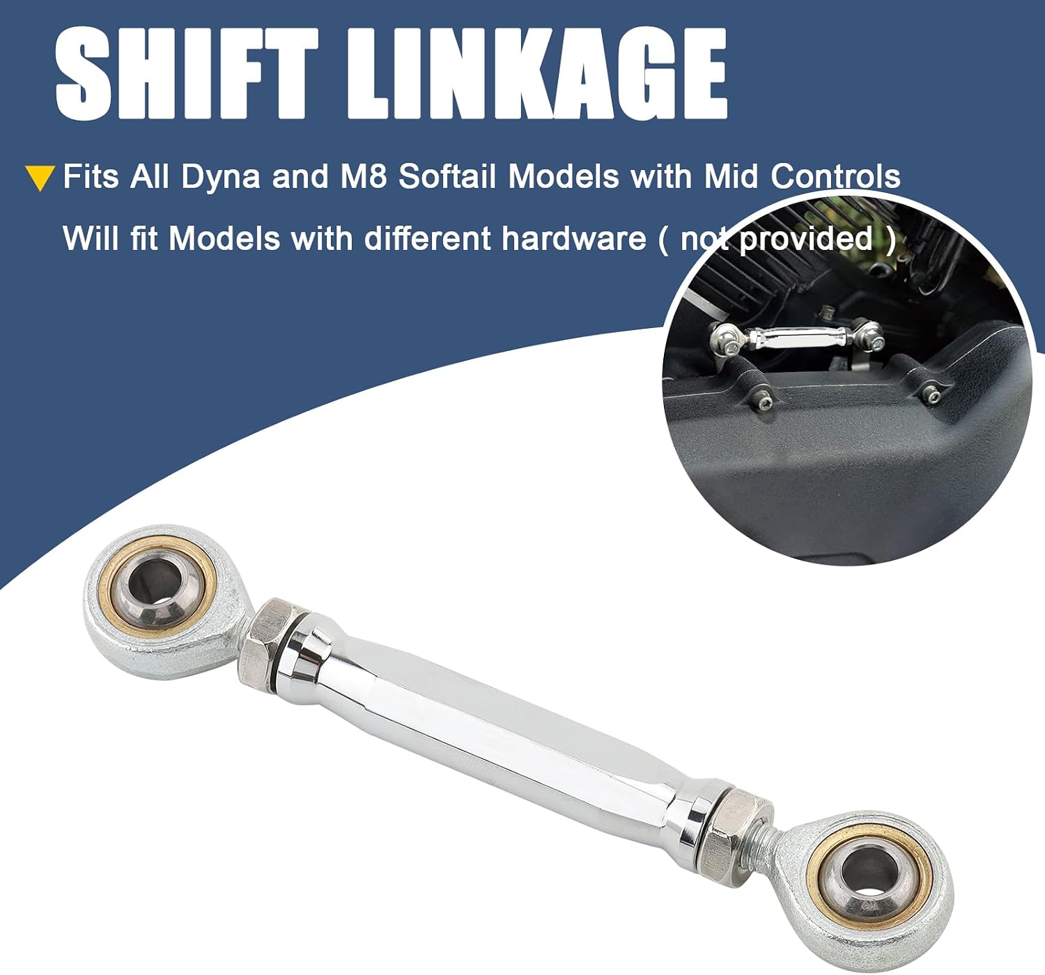 Shift Linkage Motorcycle Shifter Linkage Rod Fit for Dyna Super Glide Fat Bob Wide Glide Low Rider M8 Softail with Mid Controls (Chrome)