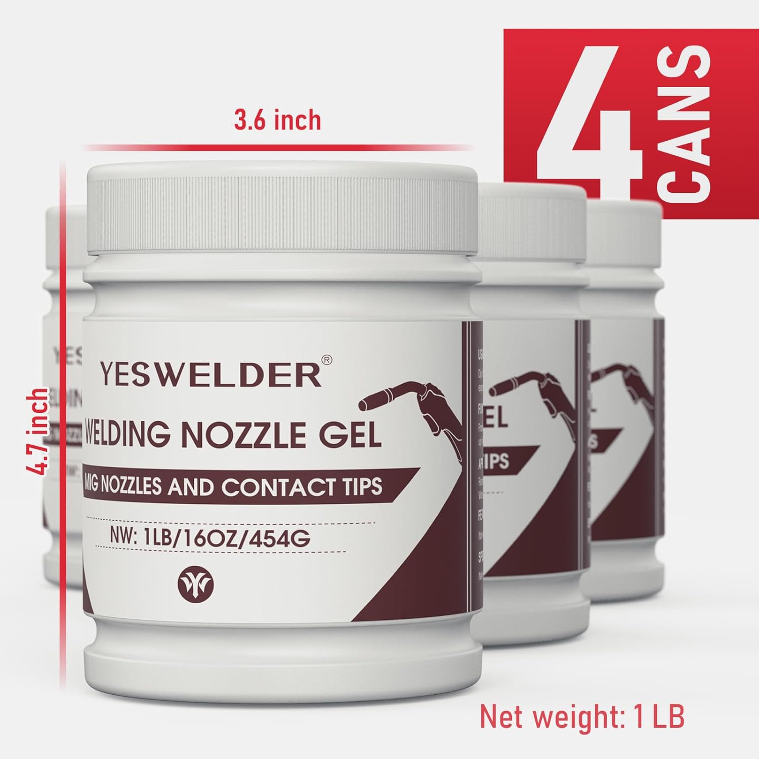 YESWELDER Welding Nozzle Gel for MIG Welding, Anti-Spatter Dip Gel for MIG Torch And Contact Tips (16 Ounces*4 Cans)