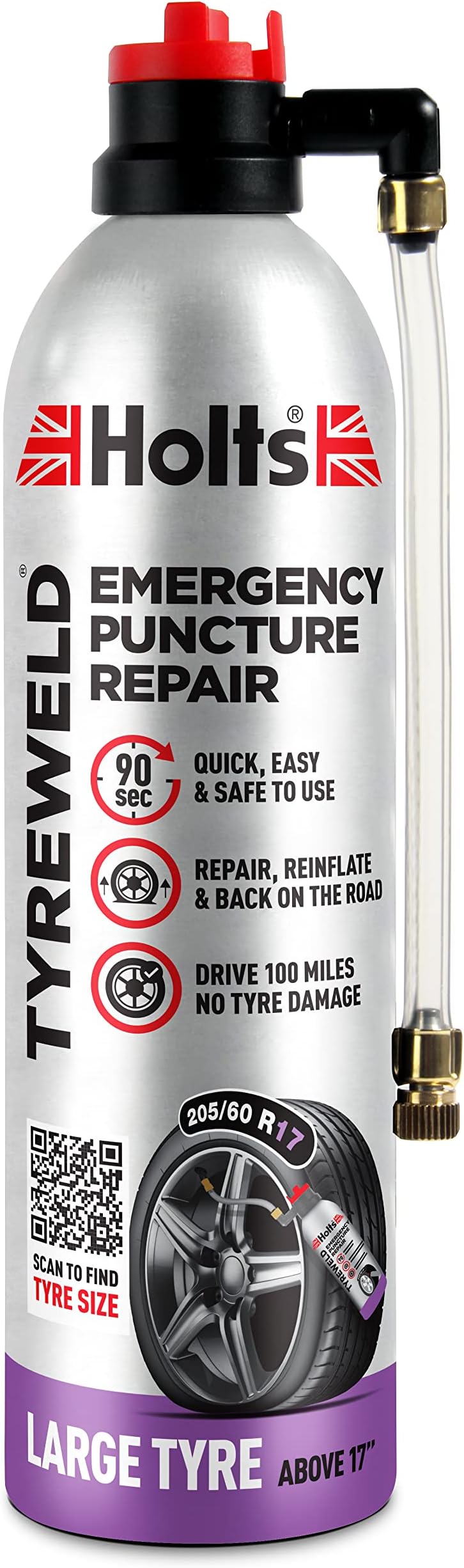 Holts Tyreweld Puncture Sealant 500ml, Emergency Tyre Repair Foam, Car Puncture Repair Kit Sealant To Get You Back On The Road, Quick & Easy Flat Tyre Foam, Drive Up To 100 Miles, No Tools Needed