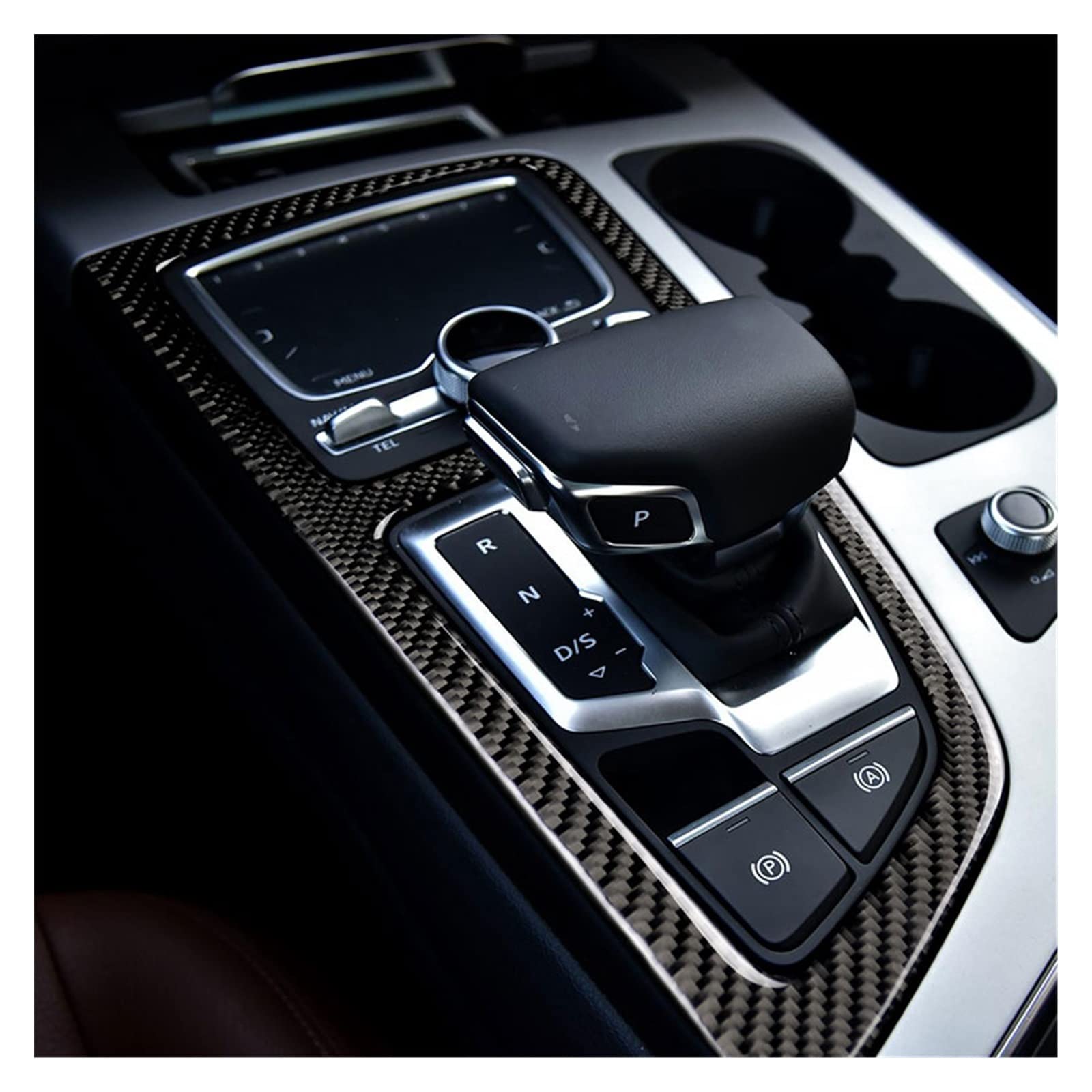 Sterowanie samochodem skrzynia biegów z włókna węglowego Panel zmiany biegów ochronne naklejki wykończeniowe nadające się do Audi Q7 2016 2017 2018 Auto akcesoria do przycinania straż zestawy nakle
