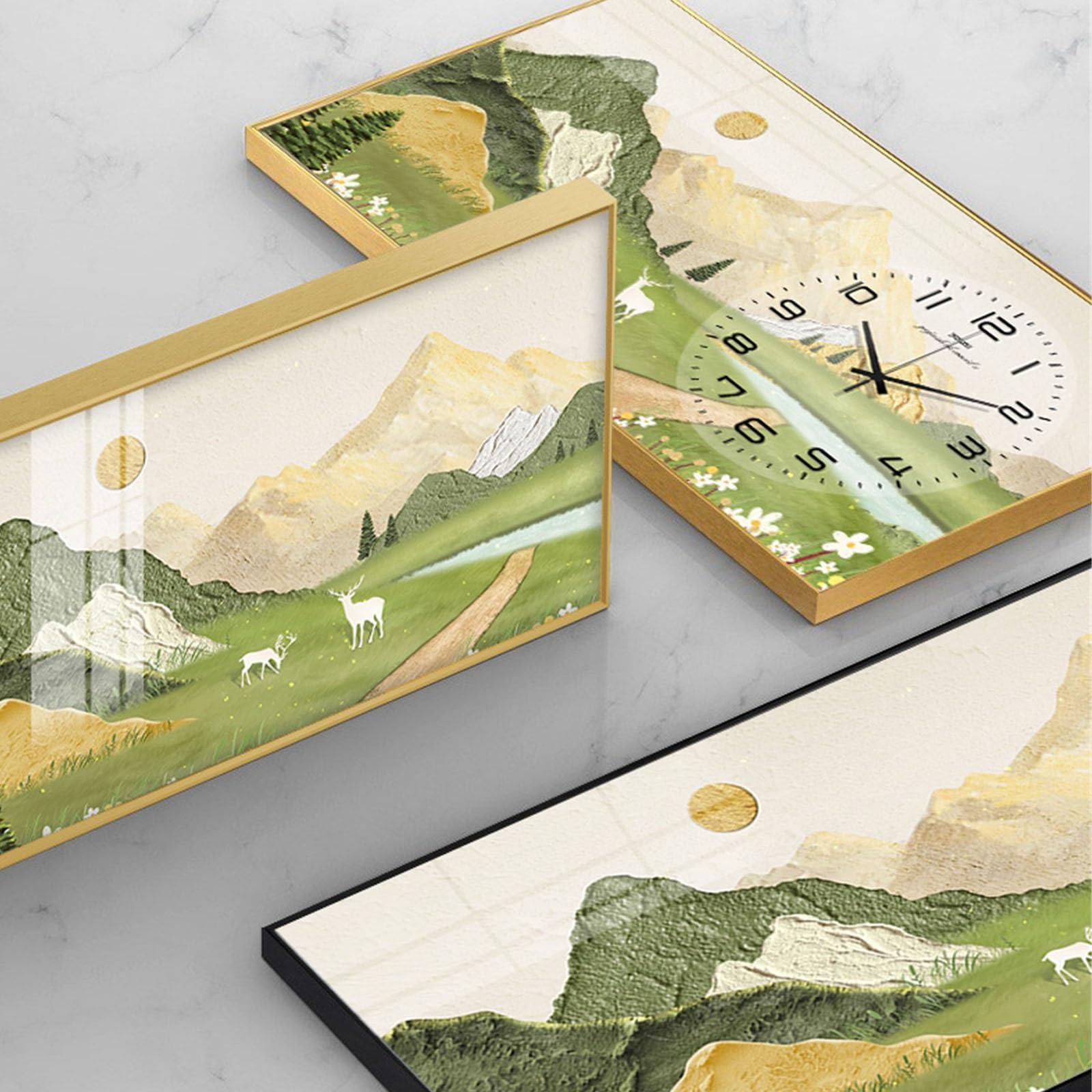 Reloj Cocina Cuadro de Pared Paisaje Comedor con Reloj