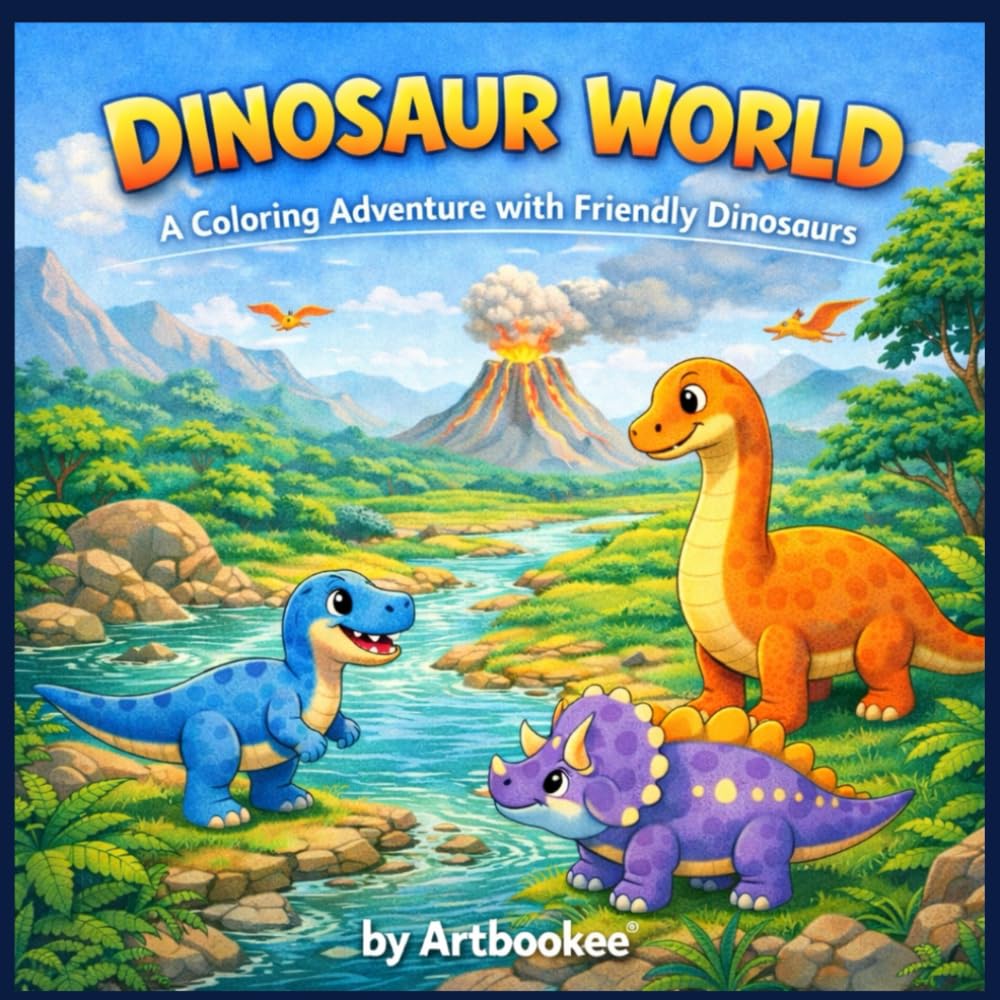 Dinosaur World: A Coloring Adventure with Friendly Dinosaurs