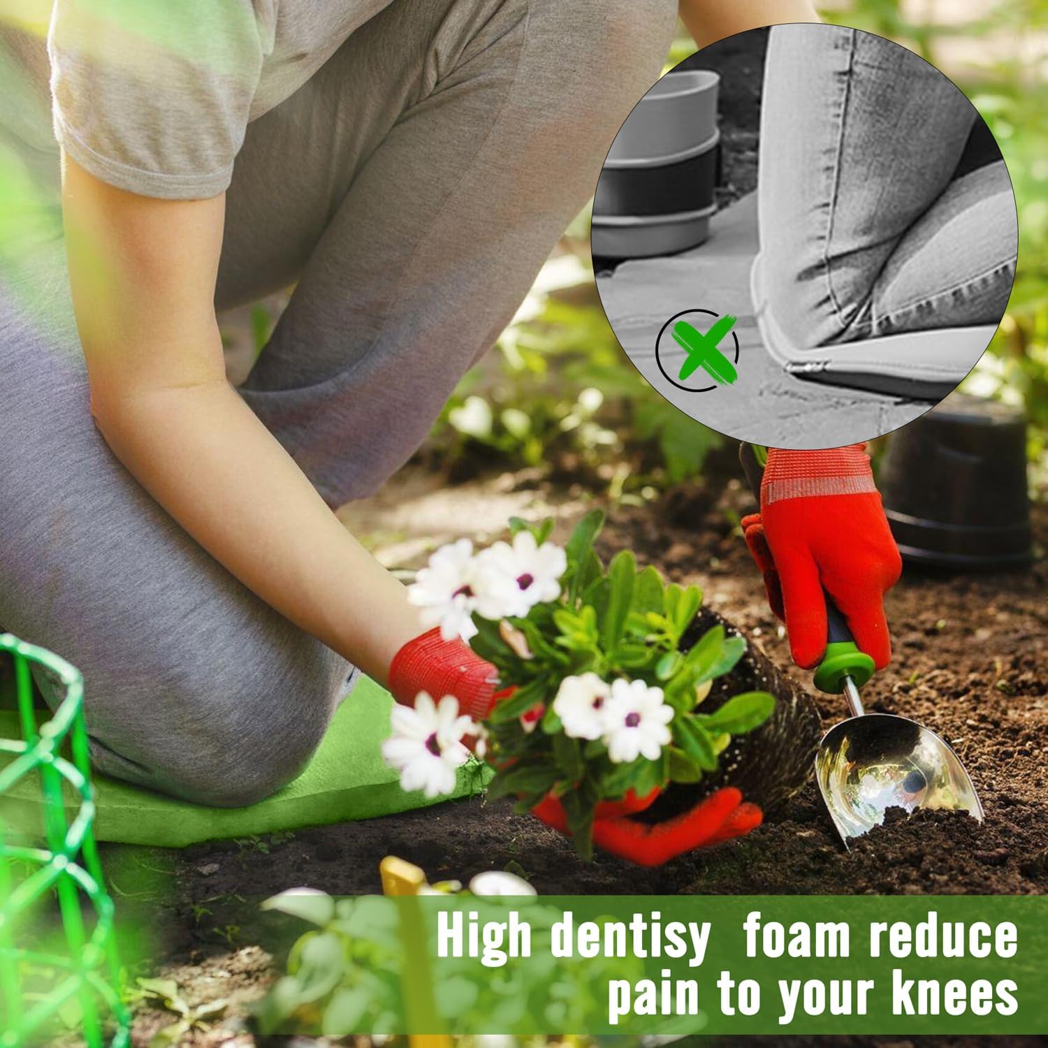 Thick Kneeling Pad 2 Pack, Waterproof, Comfortable Garden Kneeling Pads Stain Resistant, Multi-Functional Kneeler Pad for Gardening, Baby Bath, Yoga, Praying and Exercise (Green) - Image 3