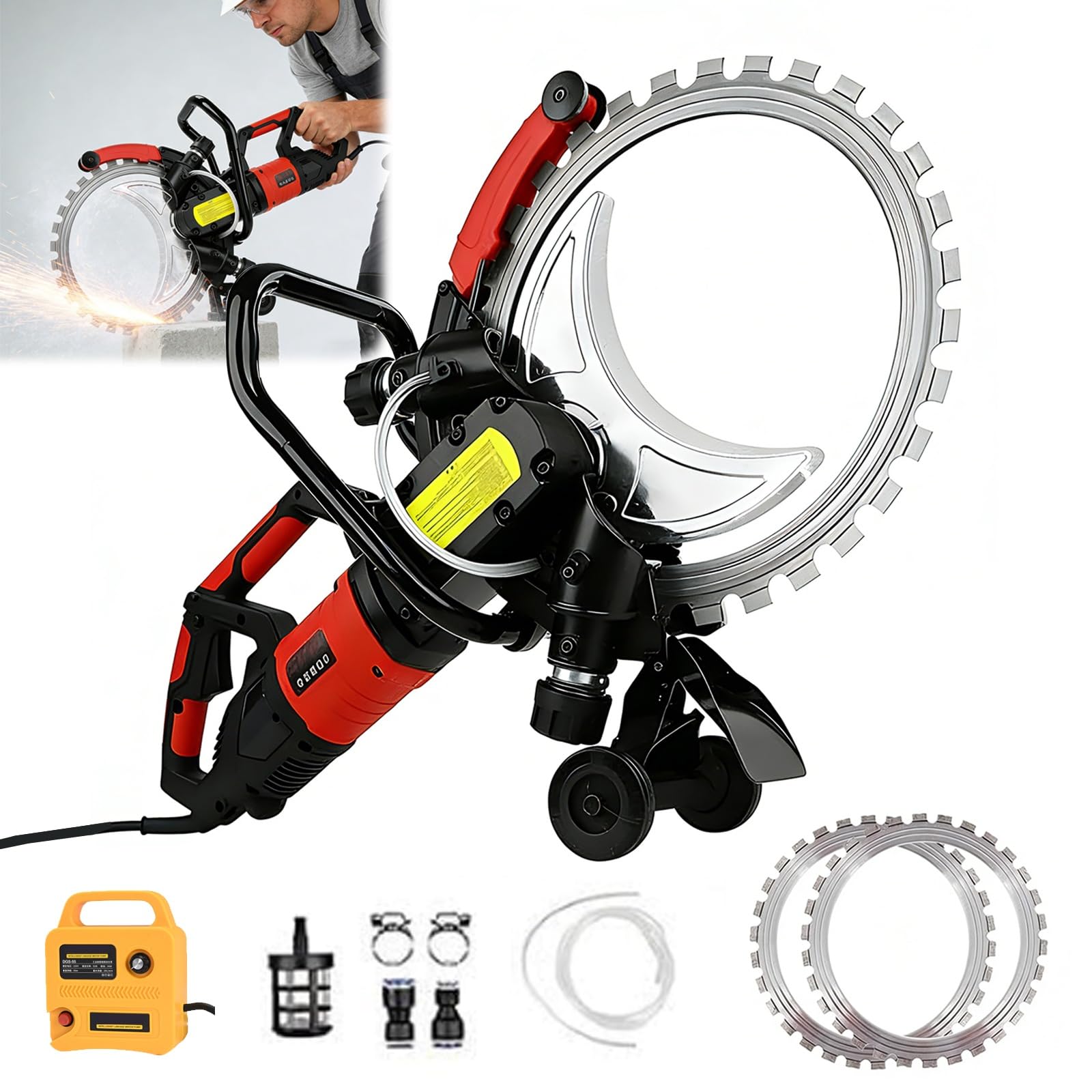 Photo 1 of 16" Concrete Ring Saw, 9500W Toroidal Electric Concrete Saw Cutting Machine, Wet Cutting System, Max Cutting Depth 11.8" Electric Ring Cutter For Brick, Concrete, Marble And Rebar(9500W)