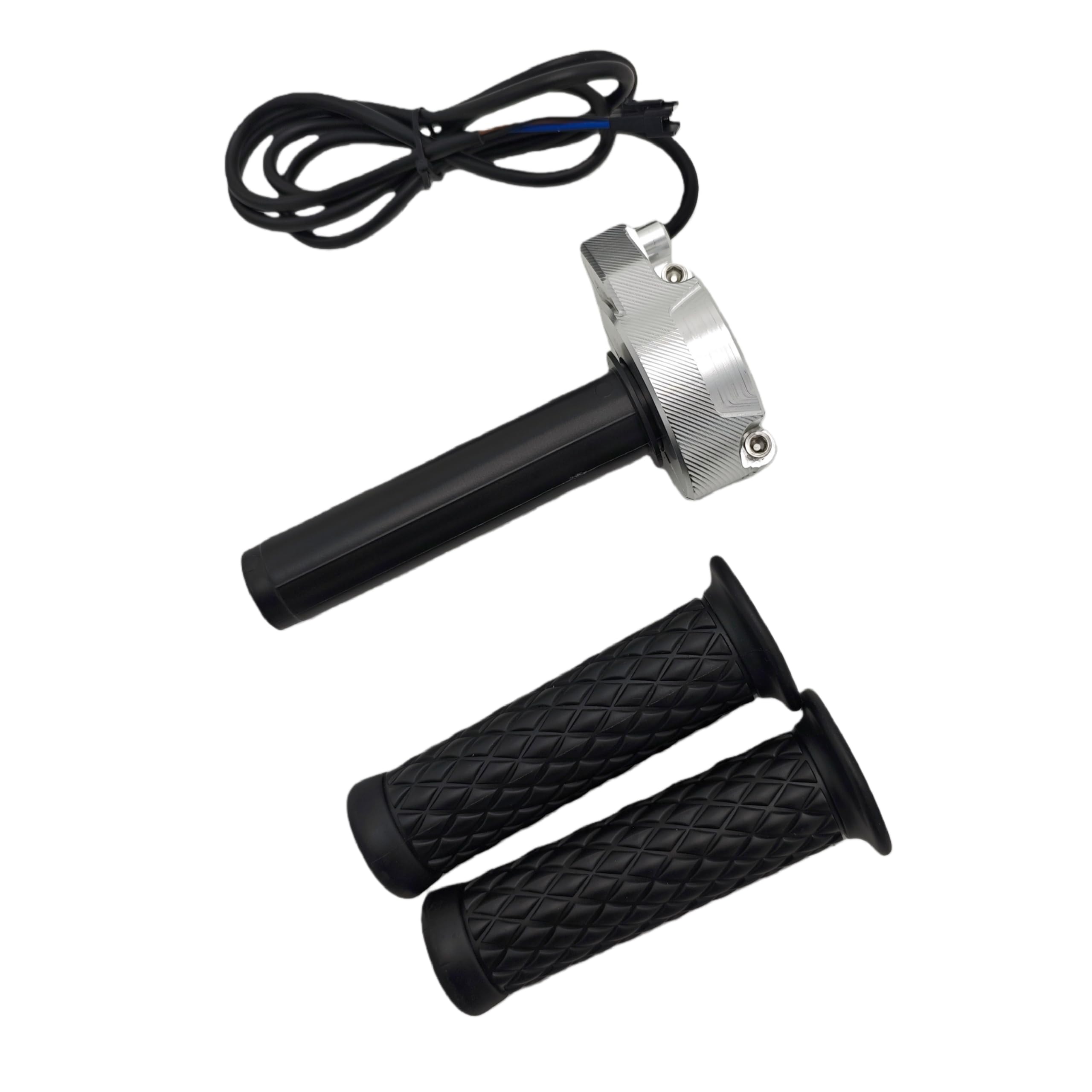 CHAOZHU CNC Aluminum Surron Style 12V-90V Universal Voltage eBike Electric Bicycle Full Bar Twist Throttle with SM-3A Male Plug, Multiple Colors Available (Silver)