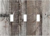 Vista 114 de Placa de pared dúplex de receptáculo de dispositivo de 1 gang de madera envejecida blanca gris con veta de tablón, cubierta de enchufe eléctrico