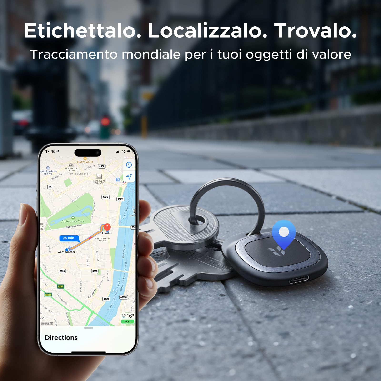 UGREEN FineTrack Duo 2 Tracker iOS e Android Ricarica USB C 4 Pezzi