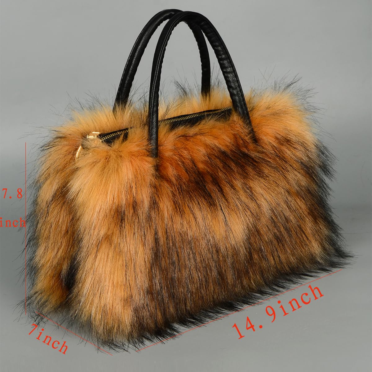 Bolso de mano peludo para mujer, de piel sintética, grande, bonito y suave