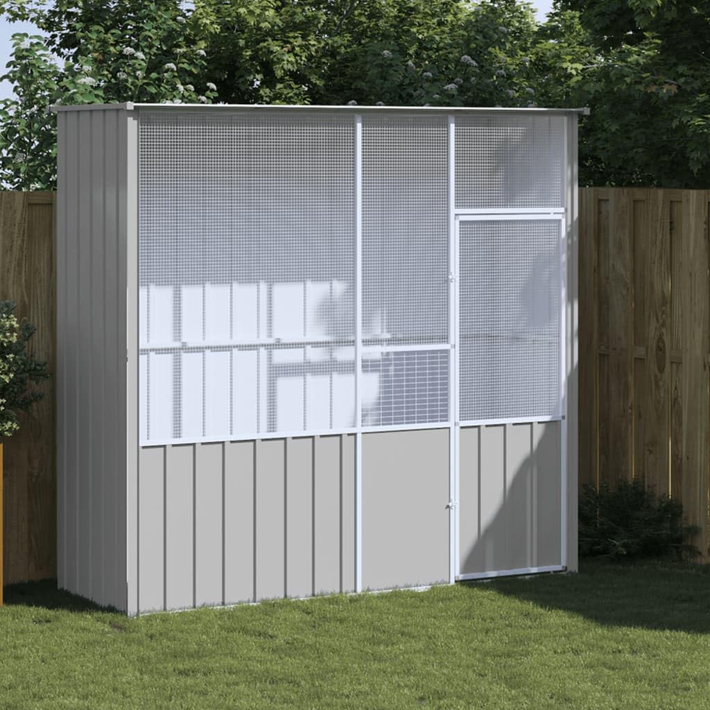Homgoday Voliera per uccelli, gabbia per uccelli, per esterni, in acciaio zincato, 215 x 78 x 200 cm