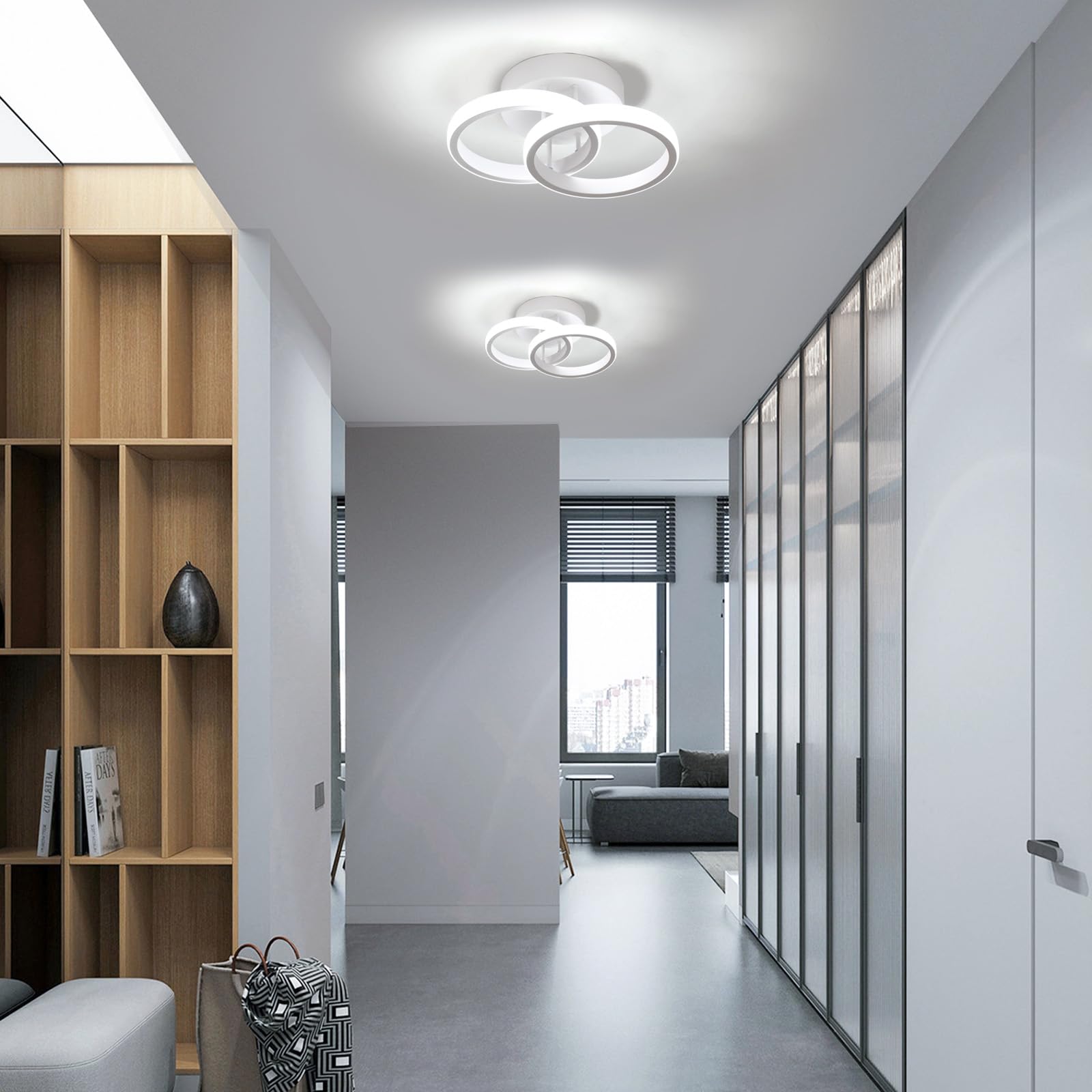 2 Stück LED Deckenleuchte Weiß Runde Kaltesweiß 6500K, 22W 2475LM