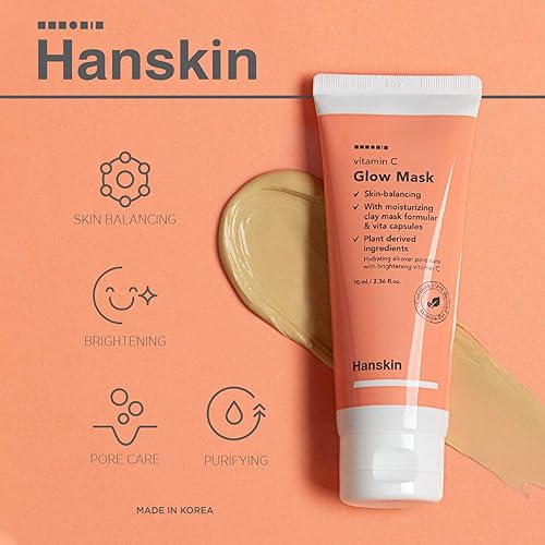 Miniatura 2 de Hanskin Máscara de vitamina C, máscara de arcilla con ácido ascórbico para una piel brillante y purificación, hidratación e hidratación 2.4 fl oz