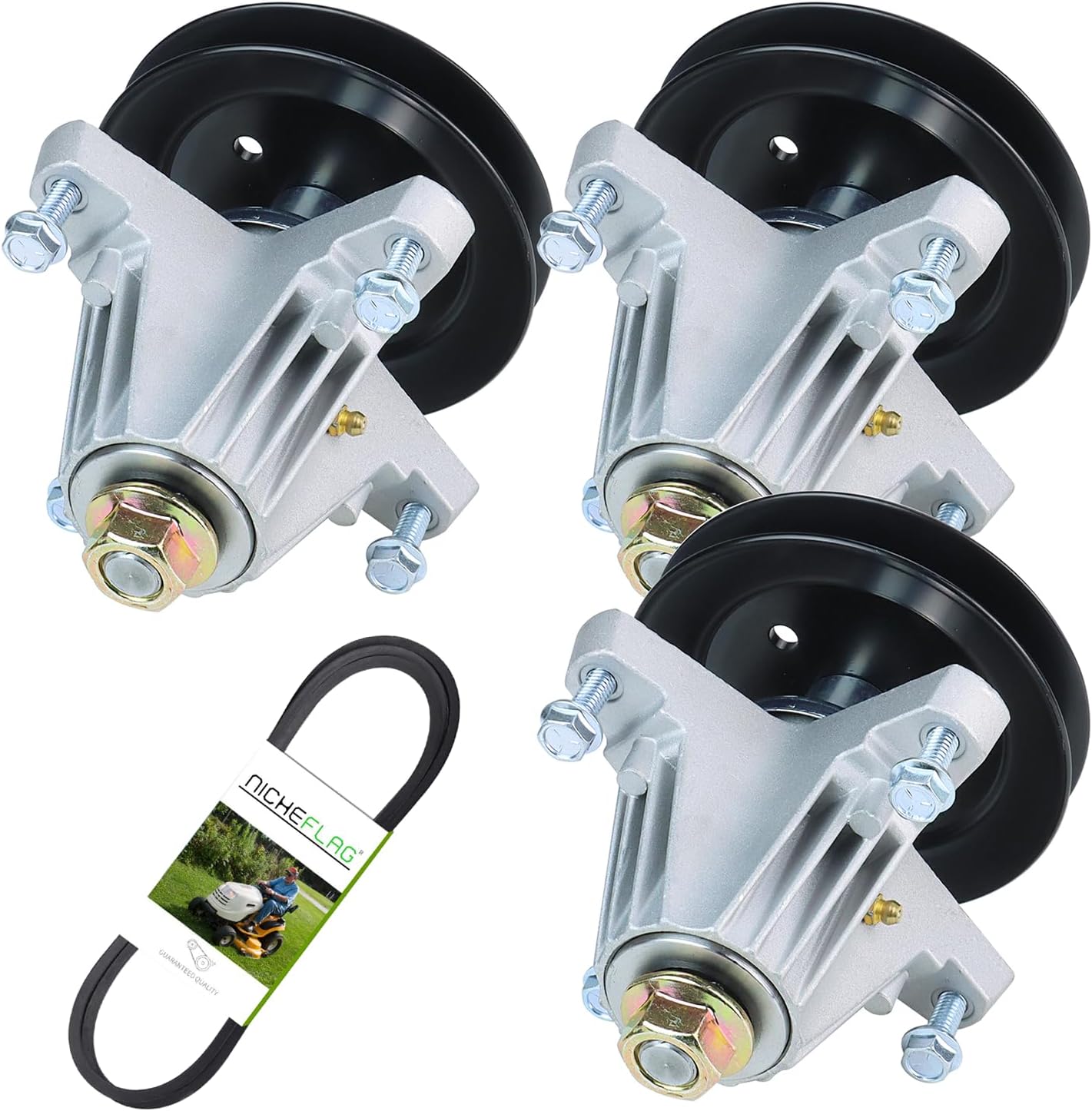 3 Pack 918-06981 Spindle Assembly with 954-04077A Deck Belt Replaces 618-06981 Deck Spindle Spindle 918-06981A, 91806981, 918 06981 for Cub Cadet XT1 LT50 Super Bronco XP 50 Inch Tractors