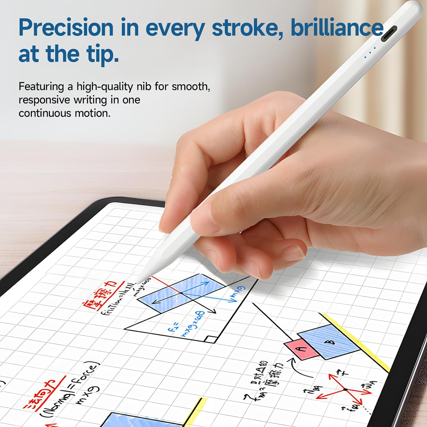 Hand writing on a tablet with the stylus