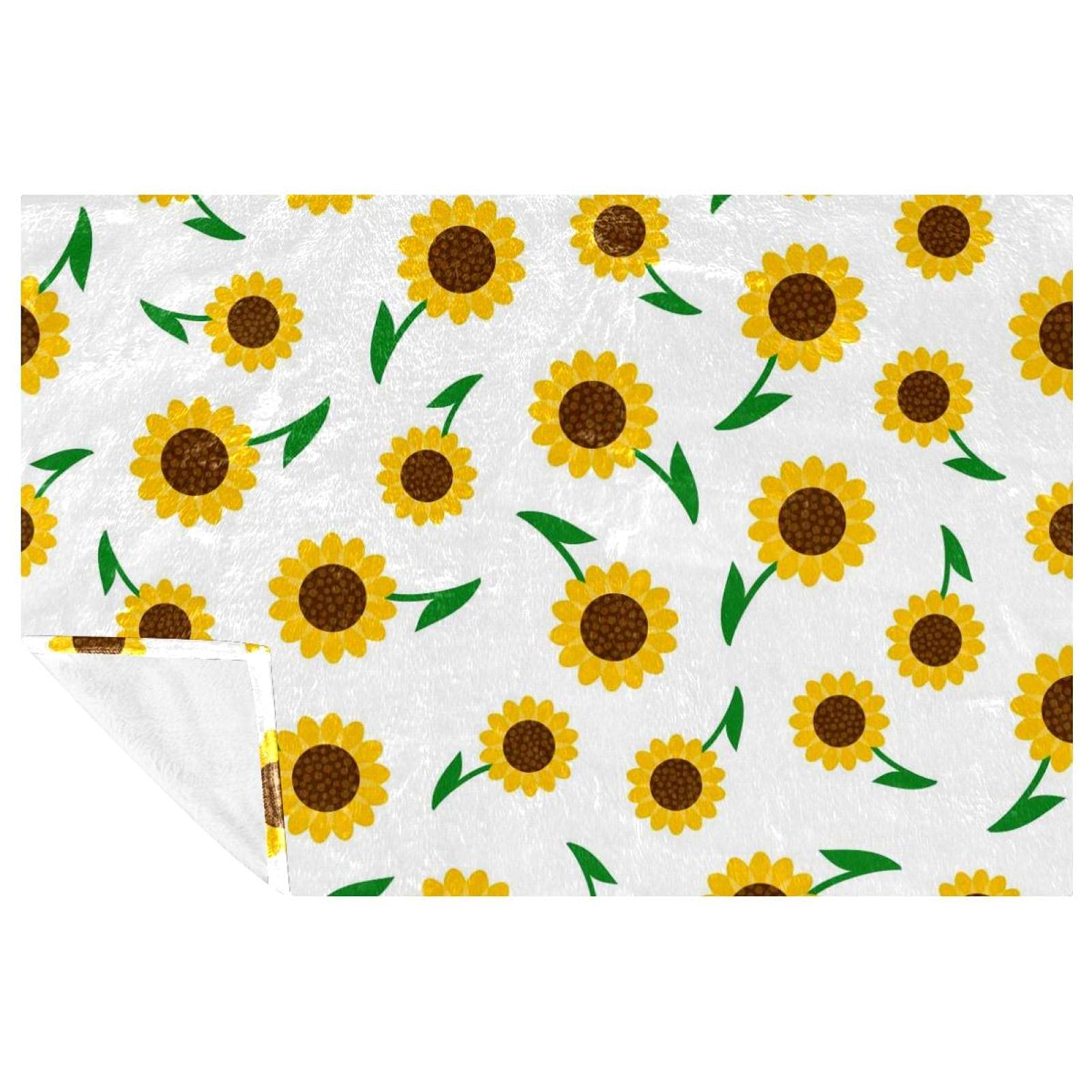 Couverture douce de qualité supérieure à motif tournesol 150x100 cm