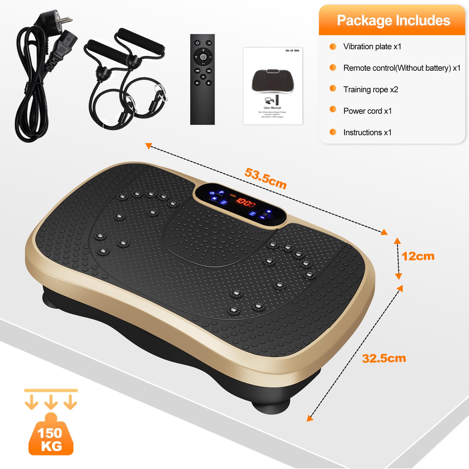 Plataforma Vibratoria Muscular, 99 Niveles de Vibración, 5 Programas de Entrenamiento, Altavoz Bluetooth y Bandas Elásticas, Plataforma Vibración para Hacer Ejercicios en Casa