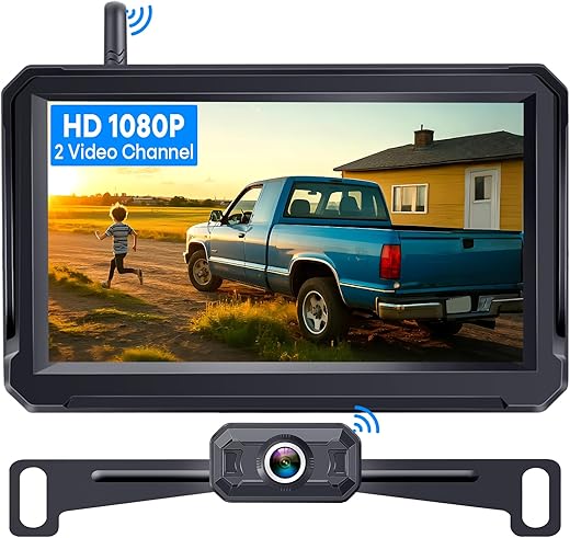 Wireless Backup Camera for Trucks: 5 Inch 1080P HD Display, Backup Camera for Car,Truck, IP69K Waterproof, Night Vision, Dual-Camera Support, DIY Installation, Customizable Parking Lines Befumly H21