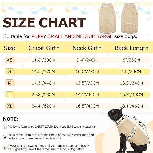 Miniatura 5 de ROZKITCH Suéter pequeño para perro, suéter de punto para clima frío para otoño e invierno, suéter de cuello alto para perro, ropa clásica gruesa y