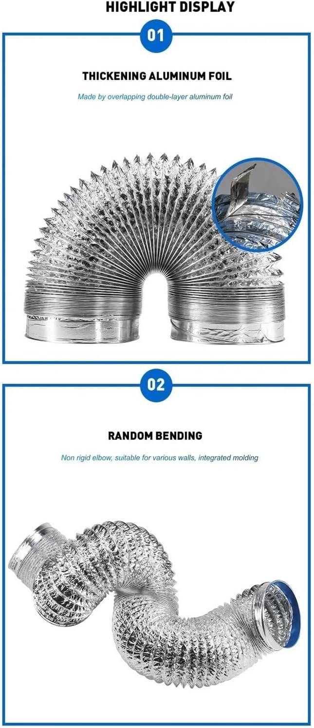 60/80/100/110/120/150mm Encrypted Aluminum Foil Ventilation Pipe Scalable Smoke Tube Kitchen Outlet Bathroom Exhaust Fan Hose(4M_80MM)