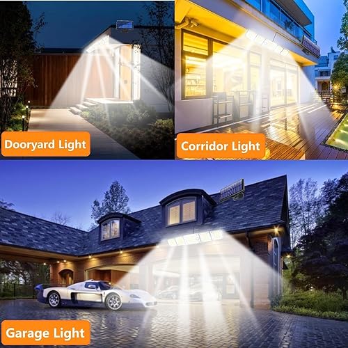 Miniatura 9 de Luces solares para exteriores de 240 2 con sensor de movimiento, impermeable, 560 LED, panel separado, cable de 16.5 pies, modo de iluminación del