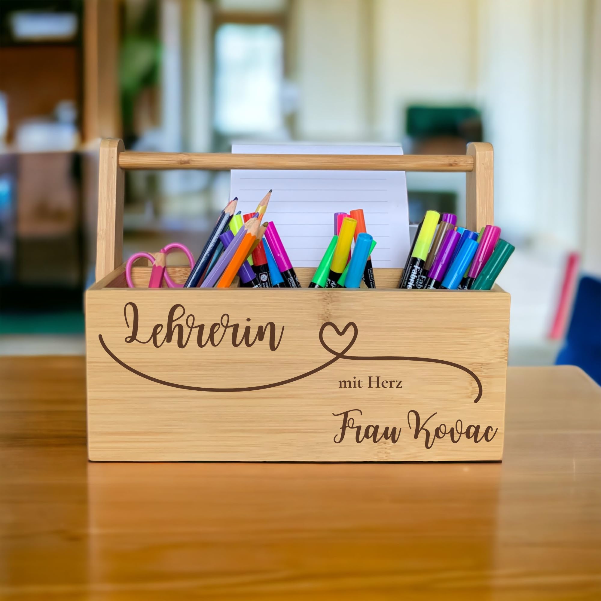Stiftehalter Geschenk Lehrerin, Lehrer, Erzieherin | Abschiedsgeschenk, Schreibtischorganizer, Personalisierte Stiftebox