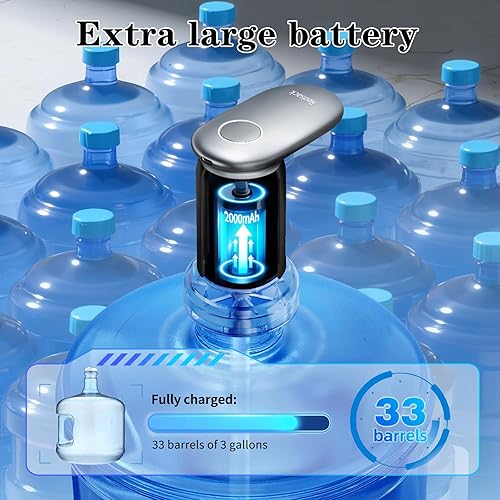 Vista 6 de Bomba de agua de mayor rendimiento para botella de 1/2/3 galones, dispensador de agua eléctrico USB C silencioso, bomba automática portátil