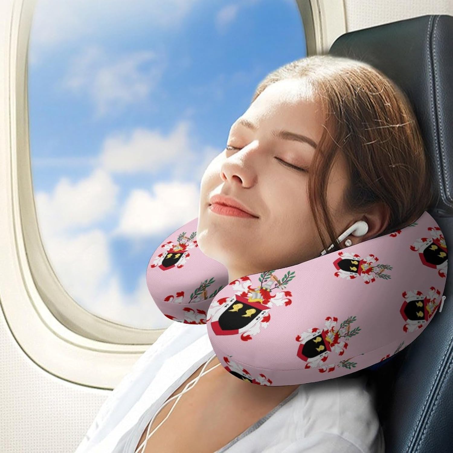 Ken-Nedy Coat of Arms Funny Travel Pillow U Shaped Memory Foam Neck Pillows Portable for Flight Car Home Office