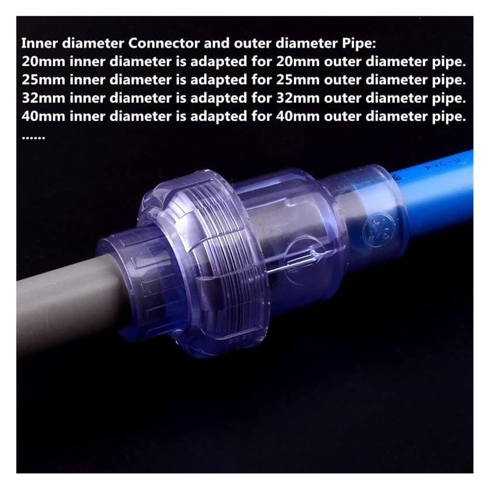 Zawory z PVC, Nawadnianie ogrodu rura akwariowa adapter do podlewania złącze rurowe 20~63mm(Inner Diameter 50mm)