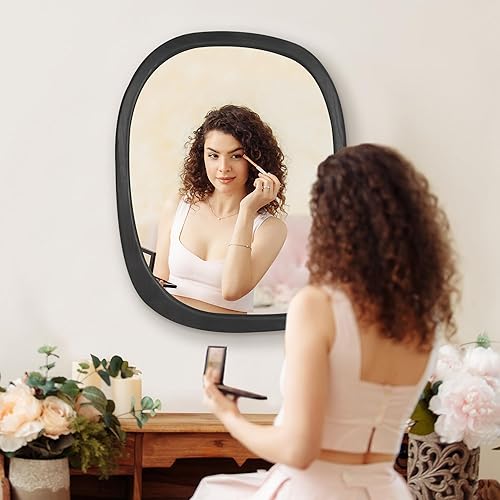 Miniatura 2 de Americanflat Espejo asimétrico en sicomoro negro, espejo de pared irregular de 22 x 28 pulgadas para baño, sala de estar, entrada y espejo
