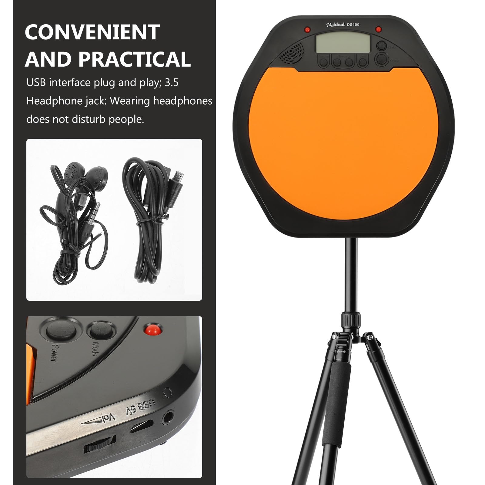 Toddmomy Pad de Batería Digital Metrónomo y Pantalla Lcd, Ligero y Resistente a Golpes, Material Asb y Silicona para Practicar Batería Electrónica