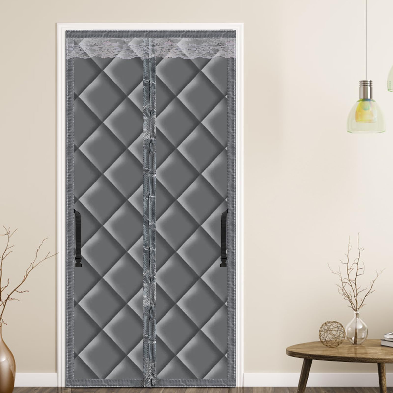 LALAGO Magnet Wärmeschutzvorhang für Türen, 70x200cm Wärmeschutzvorhang, Thermovorhang Kälteschutz, Thermo Türvorhang, Magnet Thermovorhang gegen Kälte und Hitze, Kälteschutz, Winddicht (ohne Fenster)