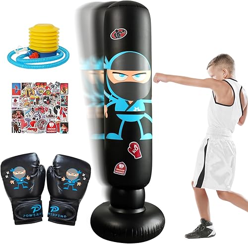 Saco de boxeo inflable para niños saco de boxeo inflable con guantes - Karate Kickboxing Taekwondo saco de boxeo para niños y niñas