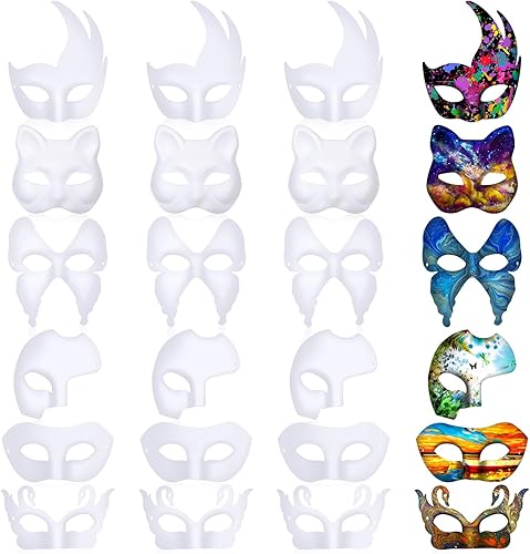 Leyndo 48 máscaras de papel maché de media cara, máscara blanca para mascarada, para bricolaje, Mardi Gras, Halloween, fiesta de cosplay