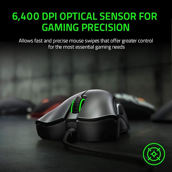 Visita la tienda de Razer Razer DeathAdder Essential - Ratón Gaming con sensor óptico, 6400 DPI (5 botones programables, interruptores mecánicos, agarres laterales de goma), Negro in use
