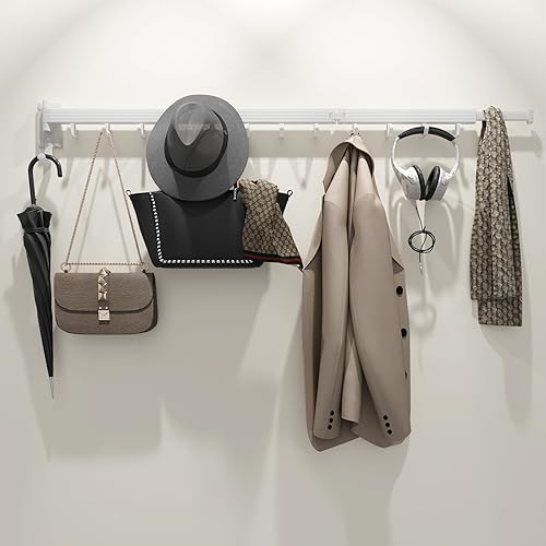 Miniatura 6 de Estante de secado de ropa montado en la pared, estantes de secado retráctiles para lavandería, estante de secado plegable con 12 ganchos, resistente