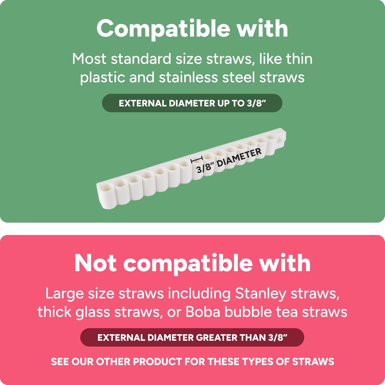 Straw Organizer & Holder for Reusable Straws | Cabinet Door Mounted Holder for Tumbler Drinking Straws | Straws Up to 3/8" Wide | Cupboard Storage for Straws & Cleaning Brush | Adhesive Tape Included
