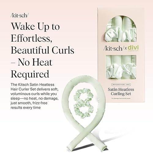 Miniatura 93 de Kitsch Juego de rizadores de cabello sin calor satinados – Rizadores sin calor para rizos sin calor durante la noche – Rodillos de pelo para 01