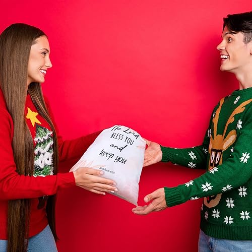 Miniatura 7 de Hosuly 24 mochilas religiosas de versículos bíblicos con cordón para sorteo cristiano, bolsa de regalo religiosa a granel, bolsa pequeña para