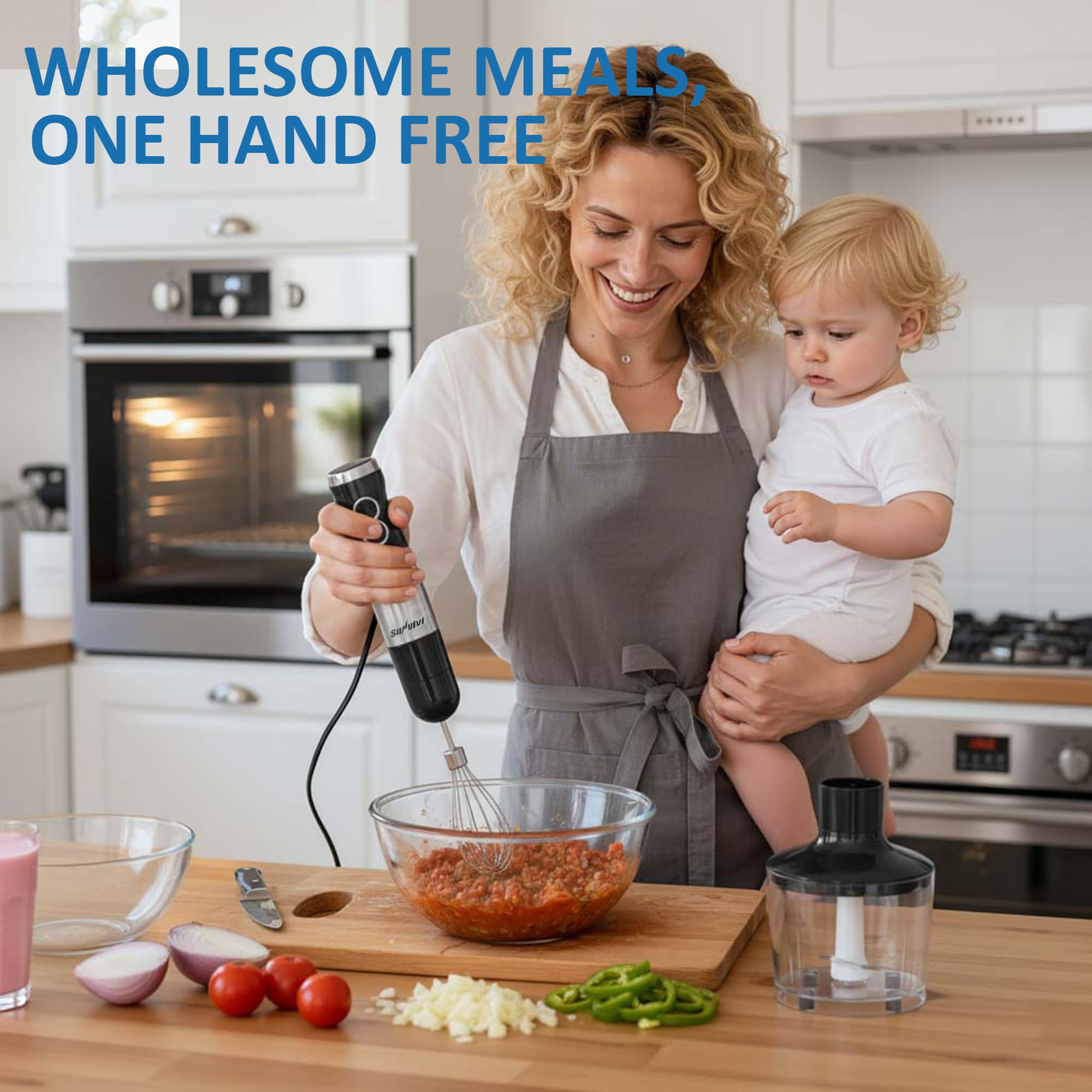 Mixeur plongeant professionnel de 1000 W, blender à immersion haute résistance à 12 vitesses avec 10 accessoires, hachoir à aliments de 500 ml, fouet en acier inoxydable