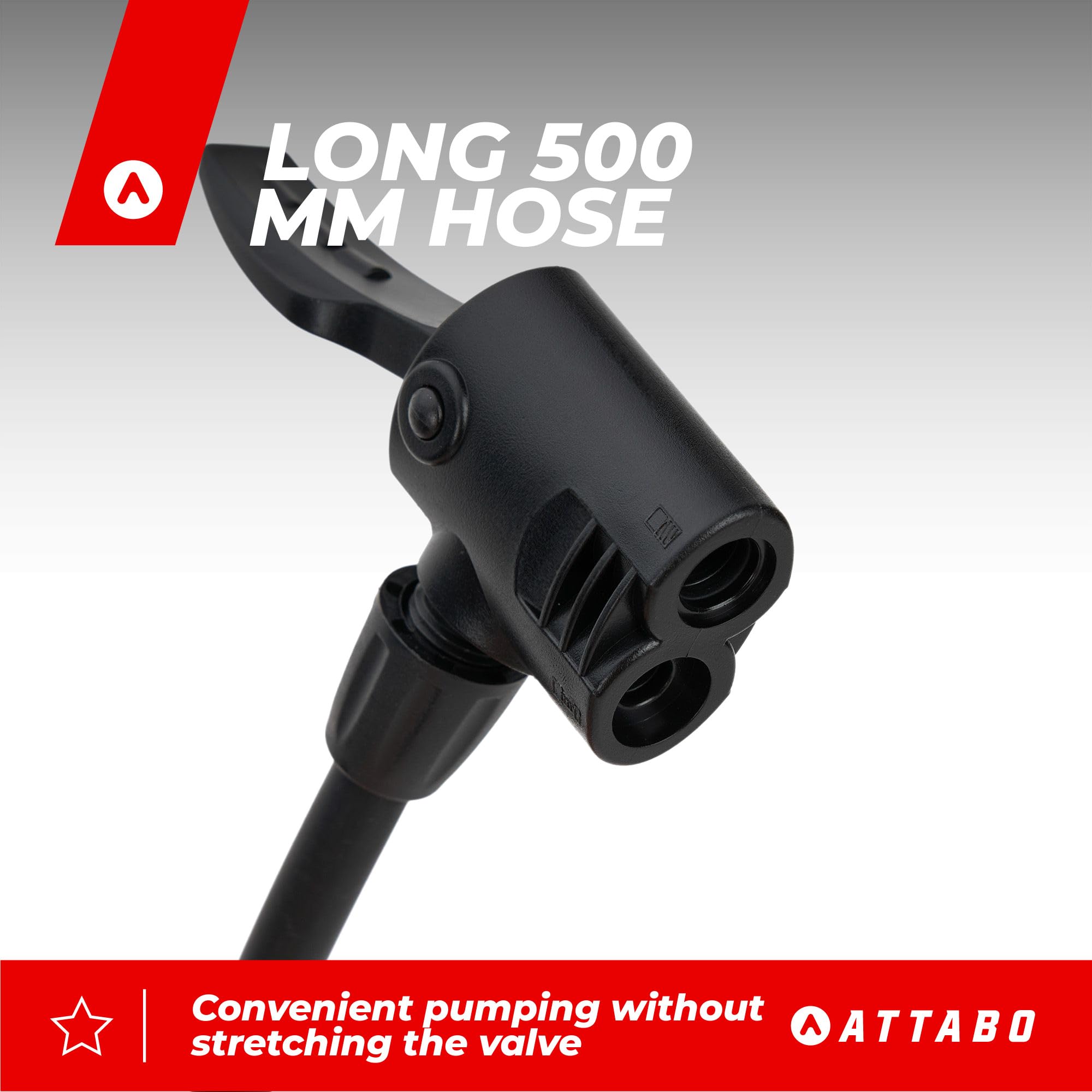 ATTABO WP.1 pompa stojąca z manometrem cyfrowym LCD do 160 psi/11 bar – pompka rowerowa z uniwersalną głowicą do Presta, Schrader i Dunlop – stabilna podstawa, ergonomiczny uchwyt, wąż 500 mm