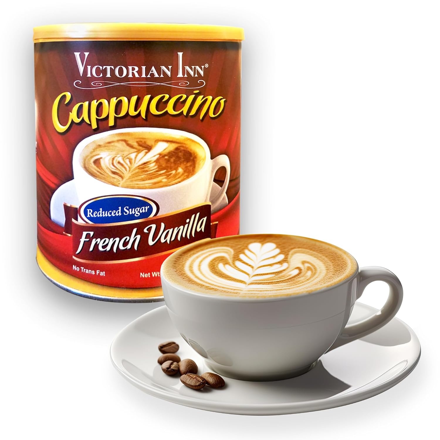 Victorian Inn Instant Cappuccino - French Vanilla - Reduced Sugar - Creamy & Delightful Coffee Mix - Great Hot, Cold, or Blended - Ideal as Coffee Creamer - 1.4 Pound (Pack of 6)